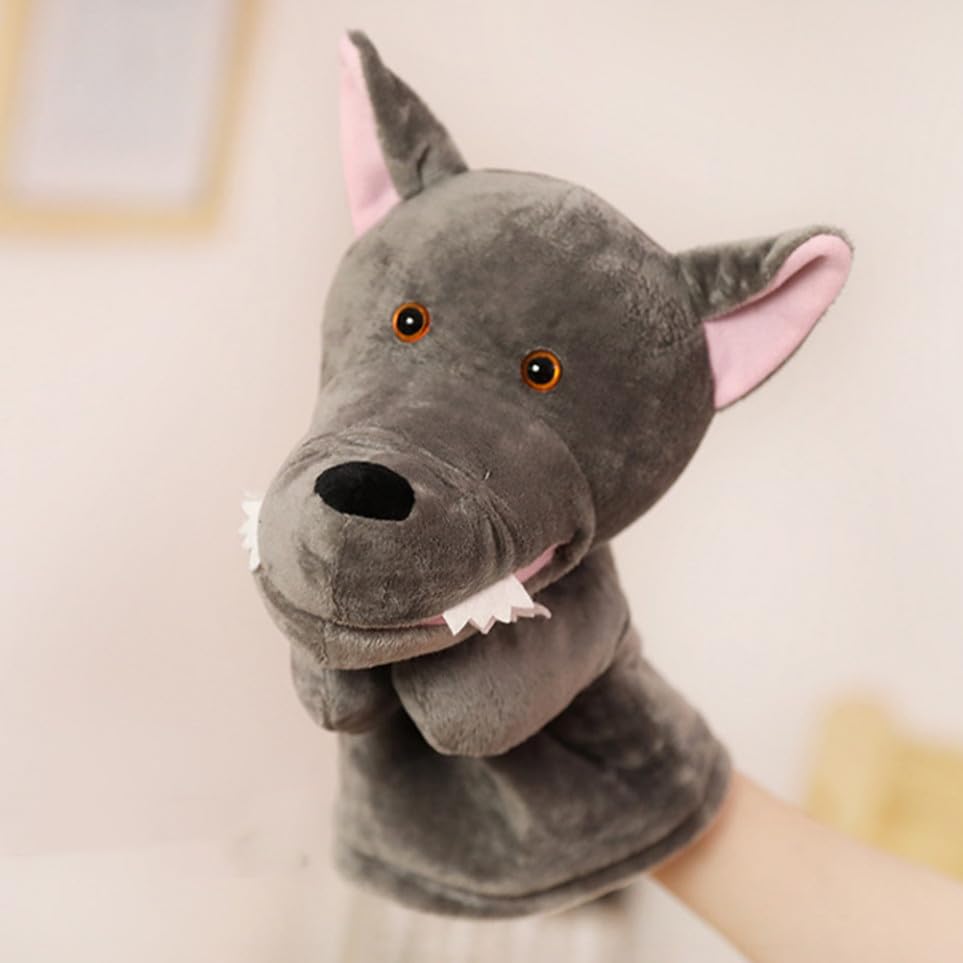 Marionnette à Main Loup en Peluche PP Coton, Jouet Interactif | Conte Interactif Parent-garçon et Filles, Améliore la Motricité, pour Garçon et Filles et Adultes