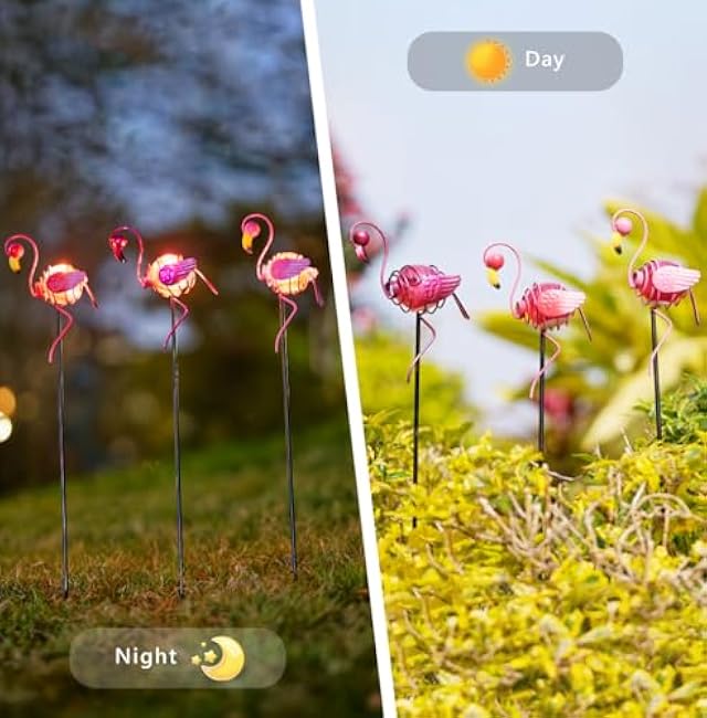 Stargarden 3 Pack Garden Solar Lights, Flamingo Solar Figurine Lights, Decorative Garden Stakes Waterproof Yard Decorations Outdoor for Pathway, Patio
