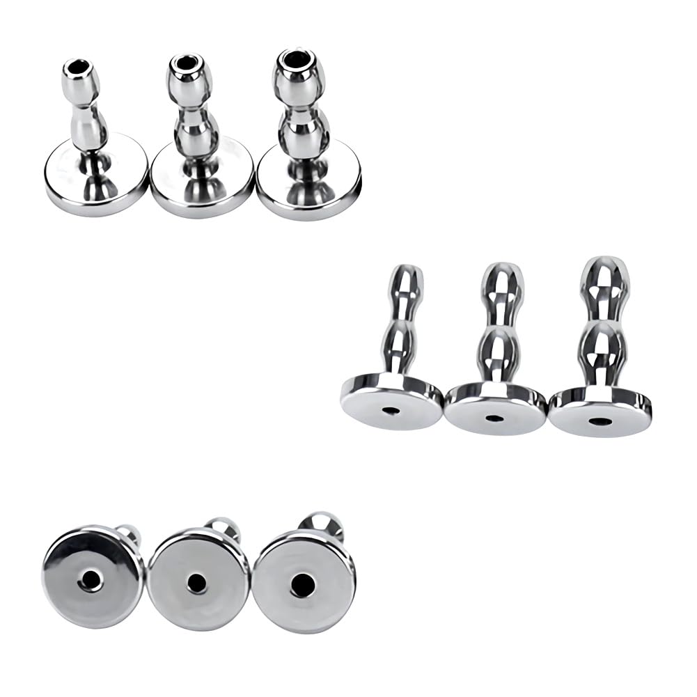 Set di Dilatatori Uretrali in Acciaio Inox, Dilatatore Uretrale con Base Sicura, Plug Penieno in Metallo, Giocattolo Sessuale per Masturbazione SM per Uomini (3pcs(0.5+0.6+0.7cm))