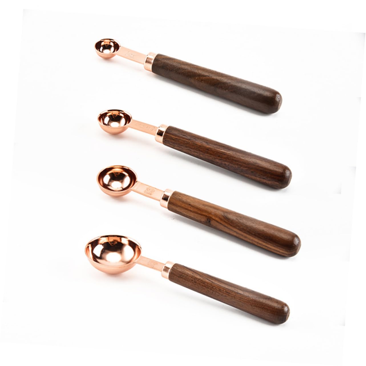 BESTonZON 12piezas Cucharas Medidoras De Acero Inoxidable Con Mango De Nogal Para Cocinar y Hornear Herramienta De Medición Elegante y Duradera