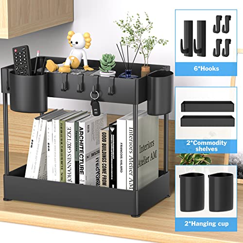 Under Sink Organizers And Storage For Kitchen Bathroom Organizer Countertop Multi-Purpose Under Cabinet Organizer Under Sink Shelf Organizer 2 Tiers Under Sink Storage Rack With Hanging Cup 6 Hooks #TOP5
