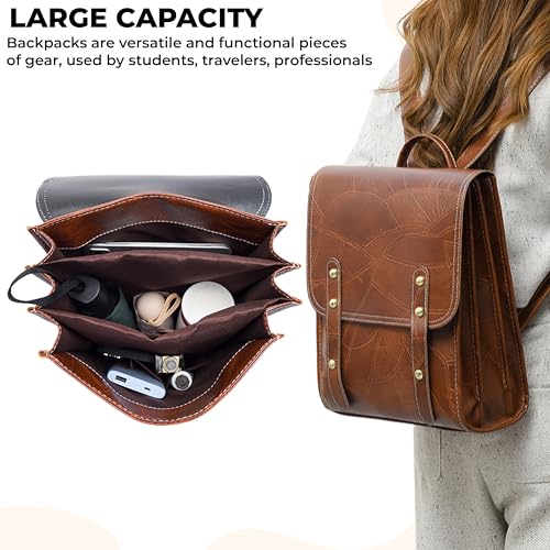 Image of Kraptick Stylish Casual Backpack | PU Leather Laptop Bag for Office, College & Travel | Lightweight & Spacious Daypack | Fits 13.3 inches Laptop | Fashionable & Durable Backpack for Women
