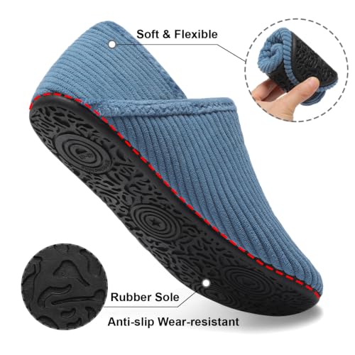 Image of Fires Womens Mens Slippers with Rubber Sole Soft-Lightweight House Slipper Socks Around House Shoes Non Slip Indoor /Outdoor