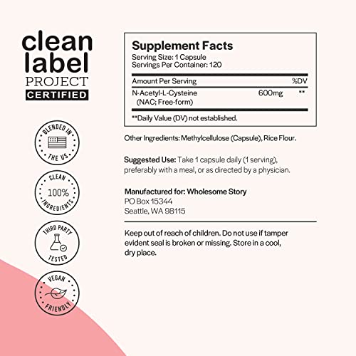 NAC Supplement N-Acetyl Cysteine 600 mg | N-Acetylcysteine 600mg | NAC 600 mg | Amino Acid, Increases Glutathione, Antioxidant | Support for Liver, Lung, Fertility | 120 N-Acetyl-L-Cysteine Capsules - Image 3
