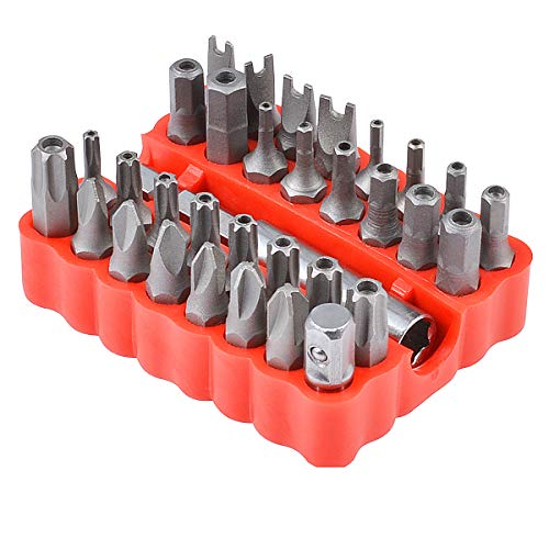 33-Piece Tamper-Proof Security Screw Bit Set with Magnetic Extension Holder in Case