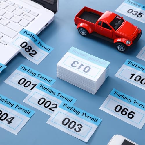 Image of Clabby 100 Pcs 2x3 Inch Parking Permit Stickers Static Window Stickers with Front Adhesive, Car Windshield Decals Numbered 001-100