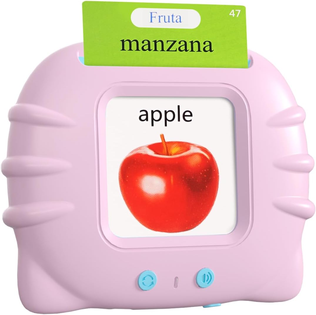 510 Words Toddler Spanish English Talking Flash Cards for 1 2 3 4 5 6 Years Old Boys and Girls, Autism Sensory Therapy Toys for Kids, Leaning Educational Montessori Pocket Speech Christmas Toys 1-3