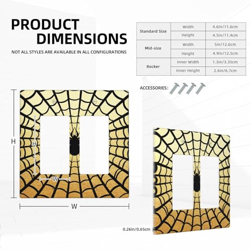 Decorative Outlet Covers Black Spider Spiderweb on Golden Background 2 Gang Light Switch Cover Plate Double Rocker Wall Plate Switch Plate Covers Faceplate for Bedroom Home Decor