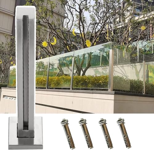 Poteaux de garde-corps carrés en acier inoxydable brossé avec pinces de panneau intégrées