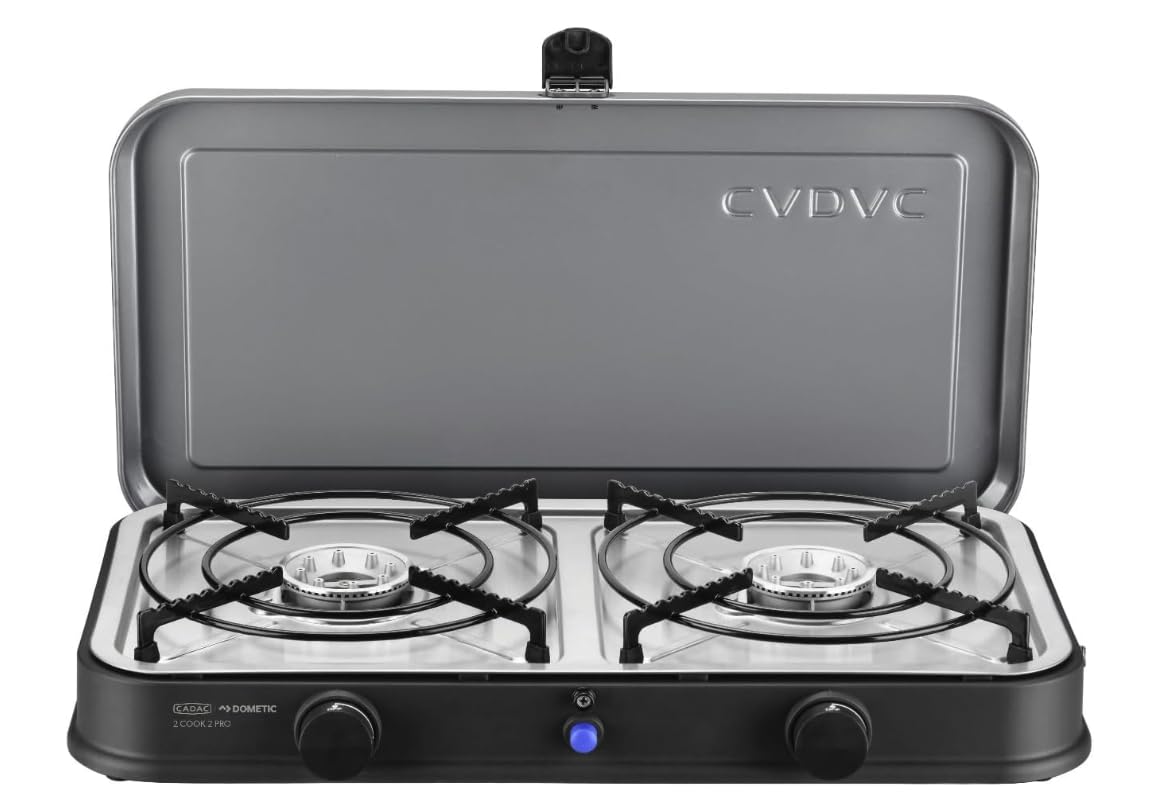 CADAC 2 Cook 2 Pro Stove Fornello a Gas Portatile | Fornello da Campeggio a 2 fuochi con accensione piezoelettrica automatica e borsa per il trasporto, Uso esterno