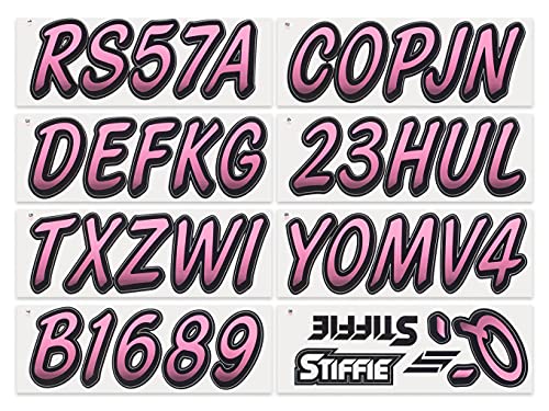 Image of STIFFIE Whipline Pink /Black 3 inch Boat & PWC Registration Decals • Numbers Letters Stickers