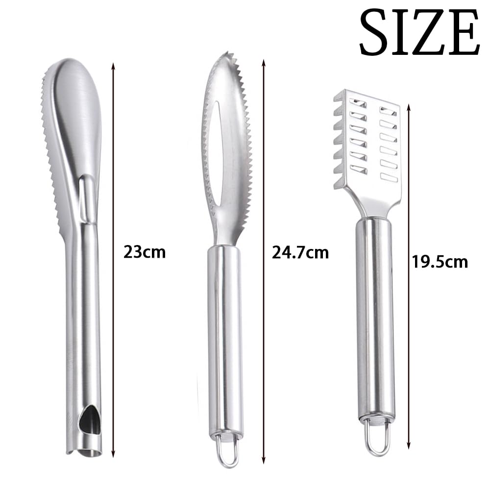3 PCS Fish Scaler Remover,Fish Descaler Tool,304 Stainless Steel Fish Scale Scraper,Ergonomic Handle Design for Fast Scales Peeling and efficiently - Image 4