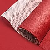 Marine Vinyl Fabric, 0.6MM Thick Soft Smooth Waterproof Synthetic Fabric Material Tube Packaging, Outdoor Boat Automotive, DIY and Crafting Pleather (Red, 12