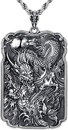 Men S925 Sterling Silver Dragon Chain Pendant Necklace, Hip-hop Vintage Punk Street Men and Women Jewelry Pendant Necklace.