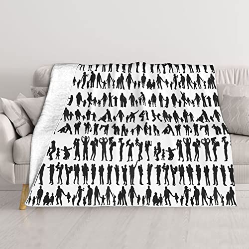 Couverture de canapé silhouette de famille double couche douce pour lit - 2