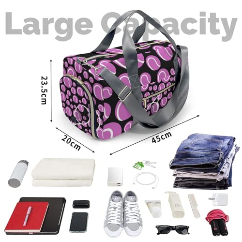 Tennis Fuchsia Sport Gym Gym Bag for Women, Travel Duffle Bag Carry On Weekender Bag with Shoe Compartment4