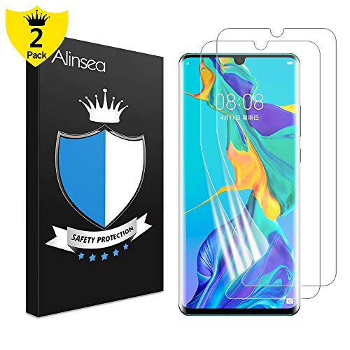 Alinsea Protection écran Huawei P30 Pro [2 Pièces], [Couverture Full HD] [sans Bulles] [Liquide Installation] [Couverture maximale] Transparent TPU Film Protection écran pour Huawei P30 Pro