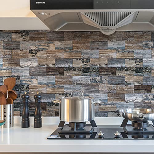 Longking 10-Sheet Peel And Stick Backsplash For Kitchen, Pvc Stick On Tile For Bathroom Vanities, Kitchen Backsplash, Retro/Rustic Style Wall Décor In Spruce Grey #TOP2