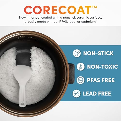 Image of AROMA 6-Cup (Uncooked) / 12-Cup (Cooked) Slow Cook Rice Cooker and Brown Rice Cooker with Lift-Out Pot Handles and Silicone Storage Lid, PFAS-Free Ceramic Coating