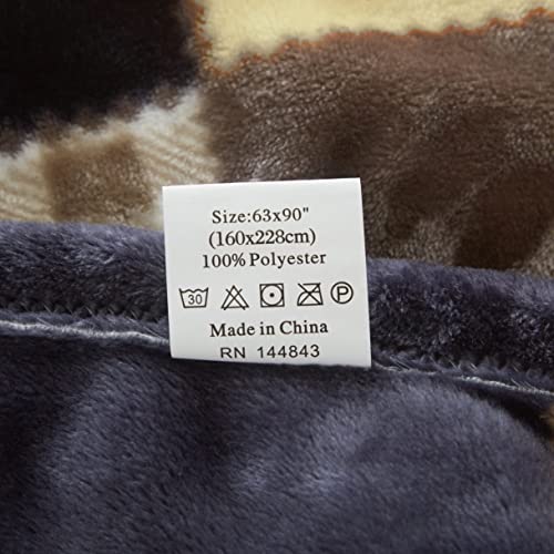 Tache Buttermilk Yellow Farmhouse Super Soft Micro Fleece Plaid Brown Patchwork Plush Lightweight Dual-Sided Decorative Couch, Sofa, Travel, Lap, Bed Throw Blanket, 50X60 #TOP3