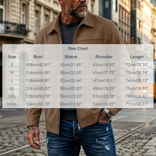 fartey Mens Suede Jacket Collared Full Zip Outwear Casual Vintage Coat - image 6