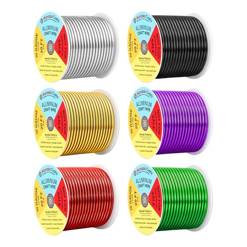 Image of Mandala Crafts 10 GA Silver Black Red Assorted Anodized Aluminum Craft Wire | 120 FT, Colored, Flexible, Bendable for Bonsai Armature Sculpting Wire Wrapping Jewelry Making, Weather & Tarnish Resistant