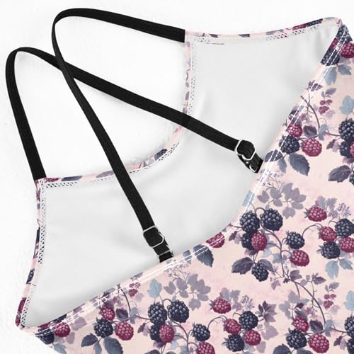 senya Girls Swimsuits One-Piece Swimwear Tie Bathing Suit Beach Summer Round Neck 9-10T Red and Purple Mulberries Pattern4