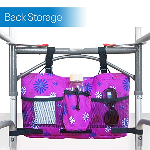 Rms Walker Bag With Soft Cooler - Water Resistant Tote With Temperature Controlled Thermal Compartment, Universal Fit For Walkers, Scooters Or Rollator Walkers (Purple Flower) #TOP3