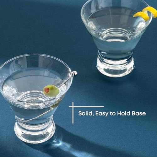 JoyJolt Afina Stemless Martini Glasses Set of 4, 8.5oz Liquor Drinking Glasses for Cocktail and Margarita, Bar Glass Cups, Glass Dessert Cups - Thumbnail 7
