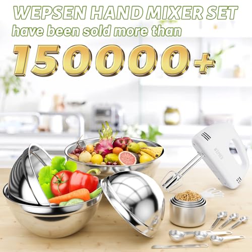 24% Off WEPSEN Hand Mixer Set with Bowls & Measuring Tools