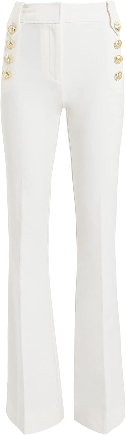 Famulily Womens Classy High Waist Double Breasted Flared Sailor Trousers Pants with Hide Zipper - Image 5