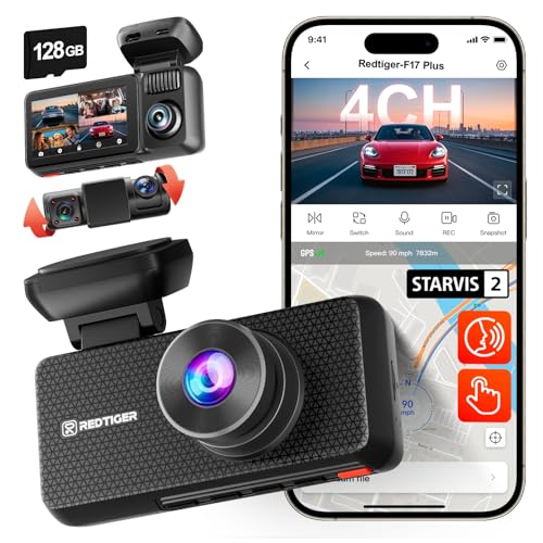 REDTIGER F17 Plus Dash Cam Auto a 4 Canali...
