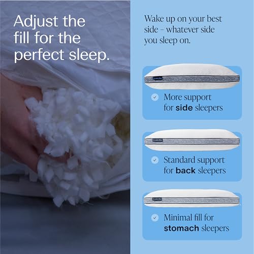 Image of DreamyBlue Gusseted SAPPHIRE Pillow • Adjustable Loft, Luxury Cover, Shredded Memory Foam Fill w /Airflow Beads •Ideal For Wide Shoulders •Neutral Alignment for All • CertiPUR-US Certified Foam (Queen)