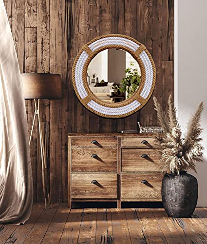 Explore India Crafts Nautical Coastal Round Mirror for Over Sink, Decorative Framed Rope Wall Espejo for Hanging in Bathroom, Bed Room and Farmhouse for Your Best Circular Decorative Collection - Image 5