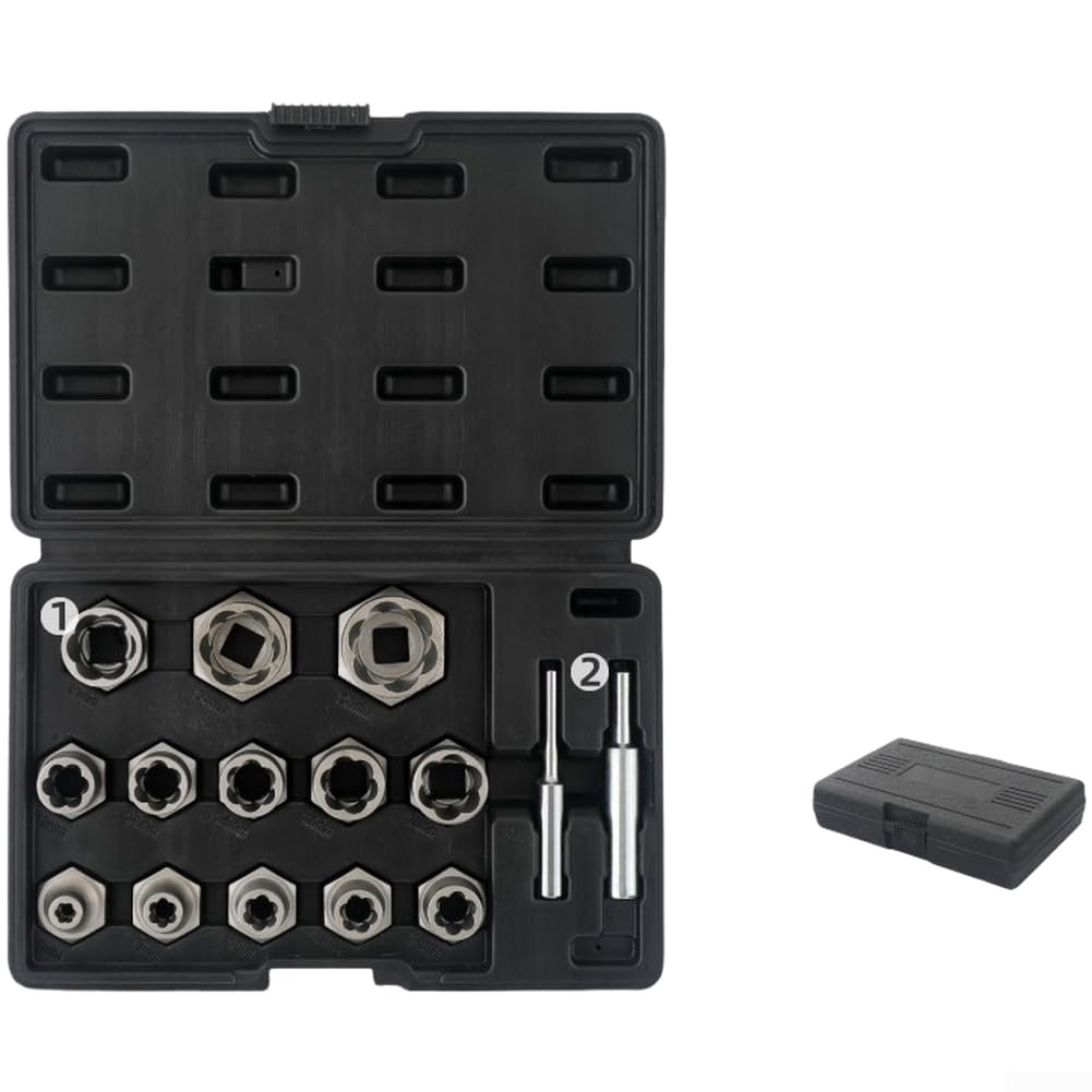 Juego de extractores de pernos de 6 a 27 mm, kit de herramientas de extracción de tuercas, broca de rosca inversa para tornillos pelados, reparación de automóviles, acero de aleación de cromo