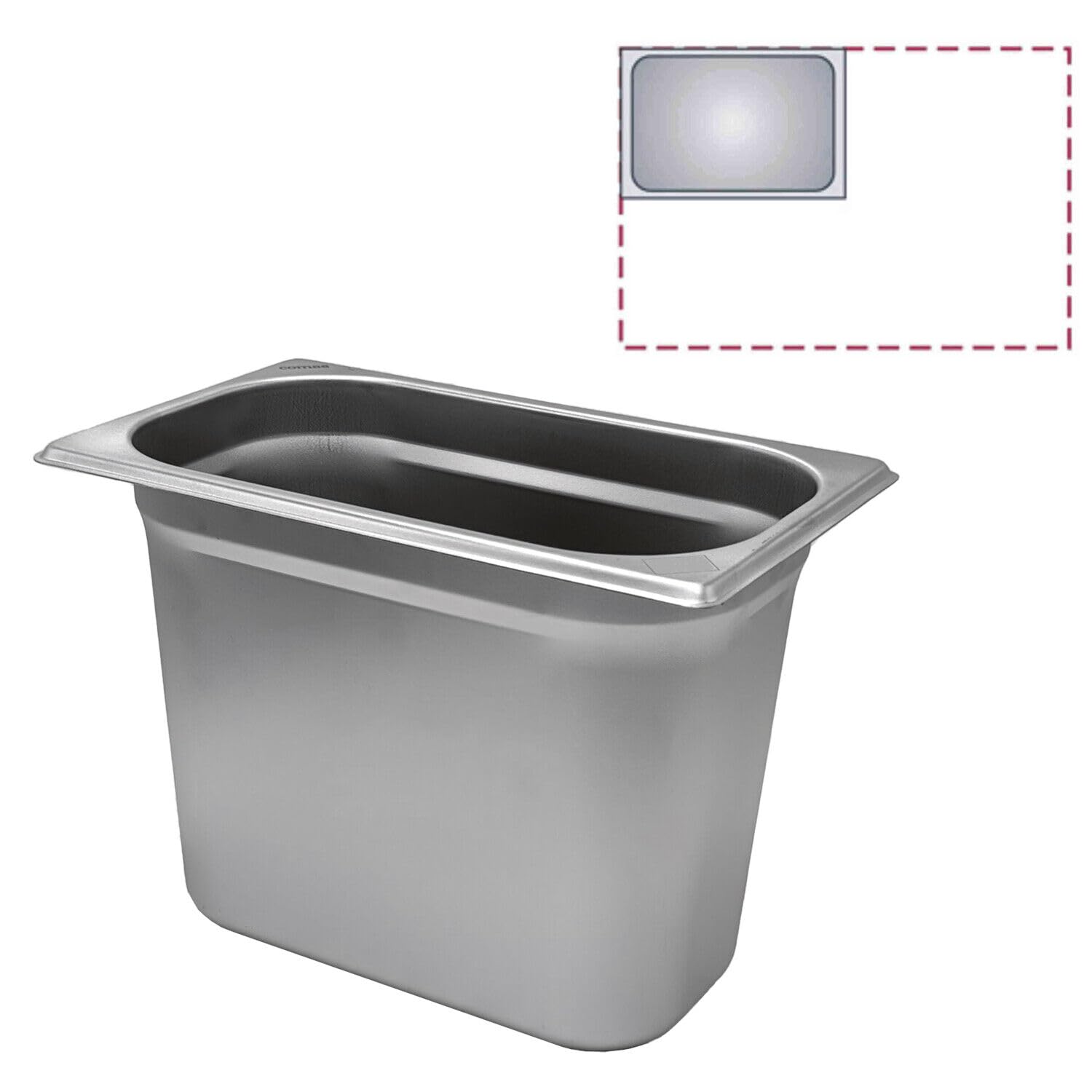 Comas Gastronorm GN 1/4, 265x162 mm, acero inoxidable, borde plano, apilable, resistente - neveras, hornos, estantes, dispensas, carros - profesional, catering (H150 mm)