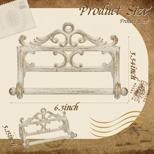 Otoolling 1 Pcs Vintage Cast Iron Toilet Paper Holder, Retro White by Otoolling - Used condition - Image 2