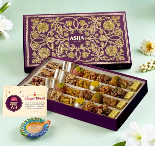 ASHA SWEETS Premium Handcrafted Assorted (800gm) Sweet Box with 1...