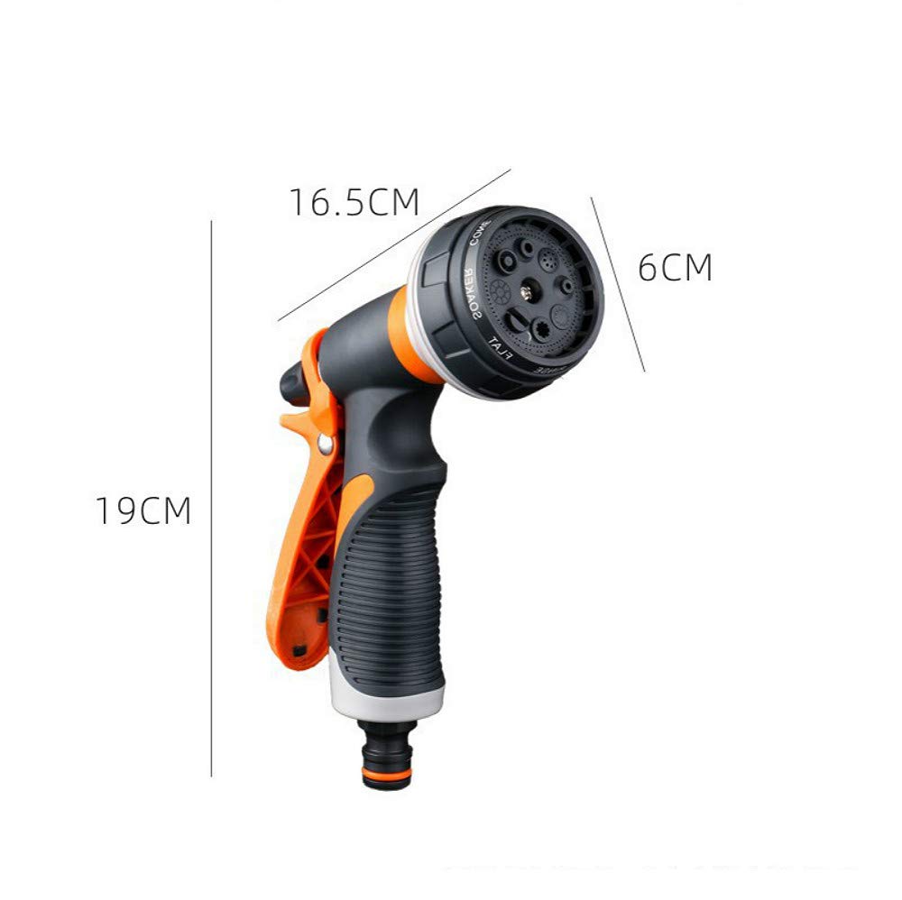 Testa di pistola ad acqua in plastica, combinazione di ugelli da giardino, 8 modelli di spray, chiave antiscivolo, per annaffiare il giardino domestico, lavaggio auto
