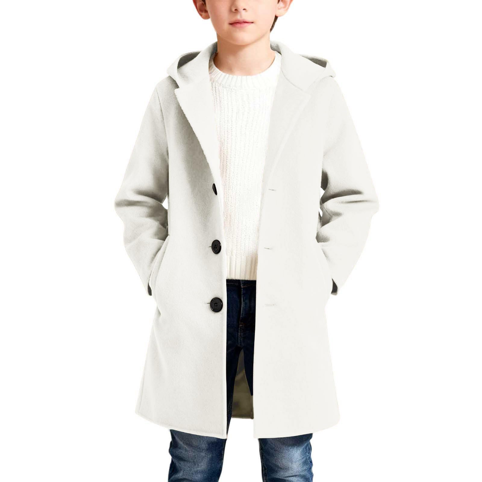 Generisch Cappotto primaverile e autunnale, cappotto con cappuccio abbottonato per ragazze e ragazzi, trench classico stile trench, capispalla per bambini