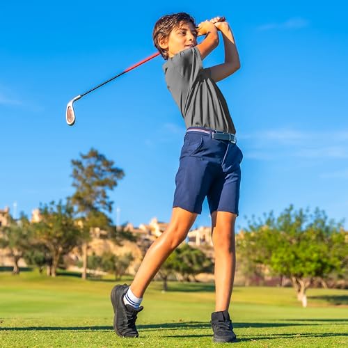 Image of Boys Polo Shirts Short Sleeve Striped Performance Moisture Wicking Dry Fit Golf Shirts for Boys Youth Kids