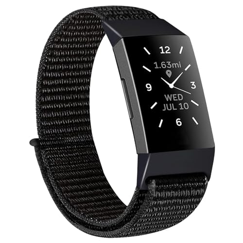 KIBDSNG Nylon Sport Strap Compatible with Fitbit Charge 4/Charge 3/Charge 3 SE, Soft Lightweight Wristbands Sport Replacement Bands for Men Women