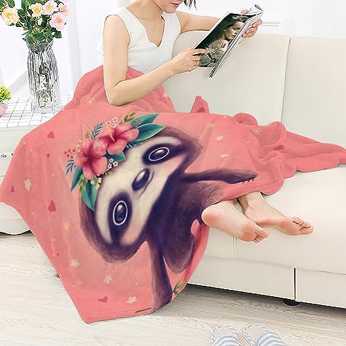 chaqlin Cute Sloth Blanket,flower funny Sloth Throw Blanket,Soft Cozy Flannel Blanket Fleece Blankets for Teen Kids Girls Boys Gifts Sofa School Decor,Sloth Gifts - Image 4