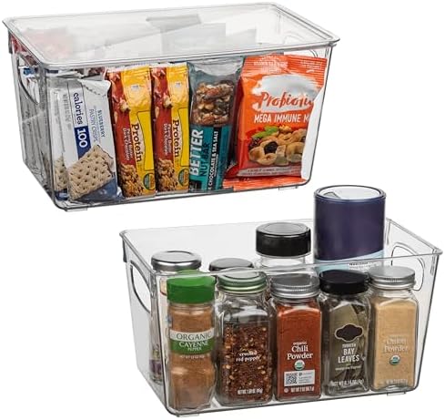 CLEARSPACE Plastic Pantry Organization and Storage Bins with Lids - Perfect Kitchen Organization or Kitchen Storage - Fridge Organizer, Refrigerator Organizer Bins, Cabinet Organizers