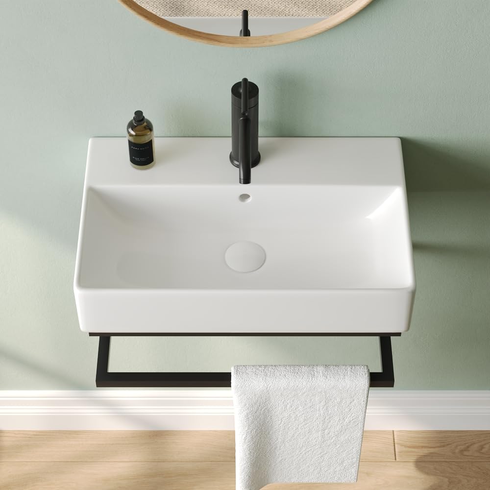 DeerValley Wall Mount Bathroom Sink with Towel Bar 56.8x36cm