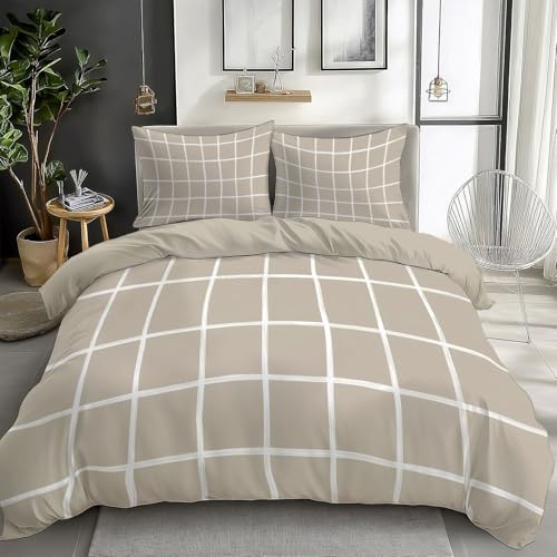 Housse couette géométrique fermeture éclair lit double 160x200 polycoton - 3