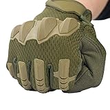 Tactical Gloves Military Army Police Combat Airsoft Shooting Paintball Hunting Full Finger Cut-Resistant Water-Resistant Shockproof (Green, M)