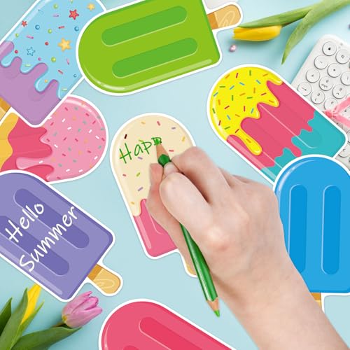 Image of 48Pcs Ice Cream Cut Outs, Colorful Ice Pops Shape Cutouts Summer Bulletin Board Decorations Ice Cream Paper Cut-Outs Summer Theme Party Cutouts for Home Office School Classroom Decor