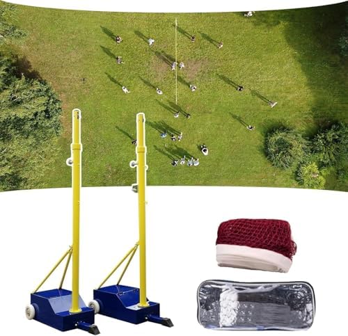 Adjustable 5ft-6.8ft Volleyball & Badminton Poles with Heavy Duty Base, Indoor/Outdoor Net Stand Set for Adults & Kids, Perfect for Schools & Recreational Use