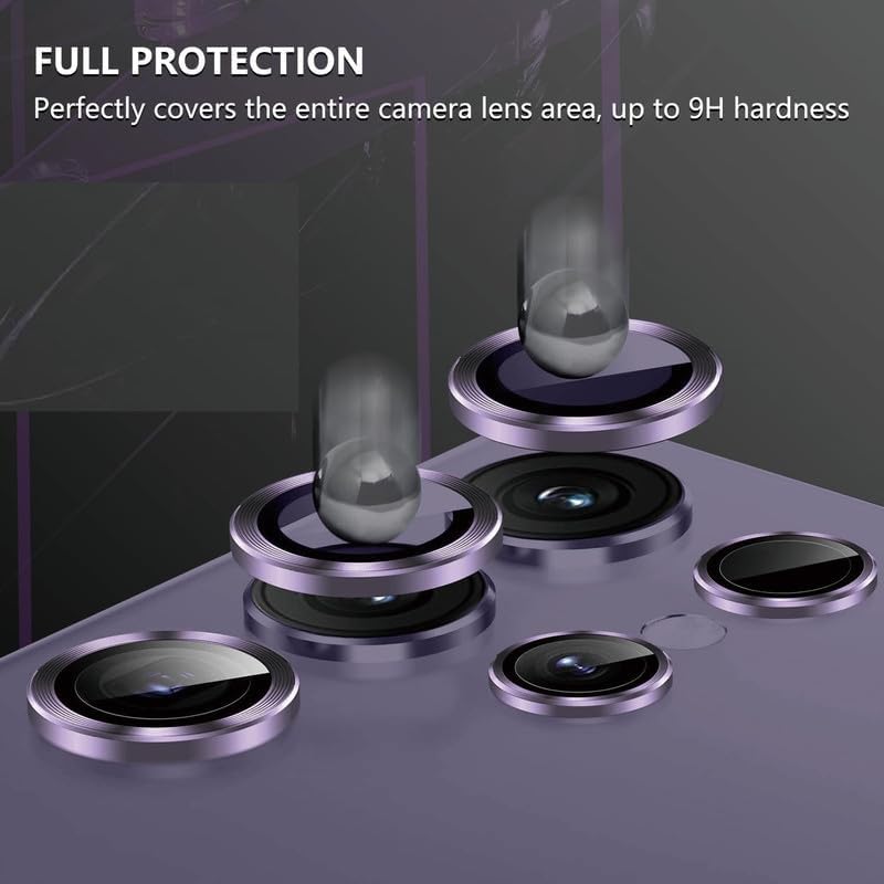 Image of Skinomi Camera Lens Protector Compatible with Samsung Galaxy S25 ultra 5G [Anti-Scratch] Premium Tempered Glass Film Aluminum Alloy Lens Ring Cover- Titanium Purple